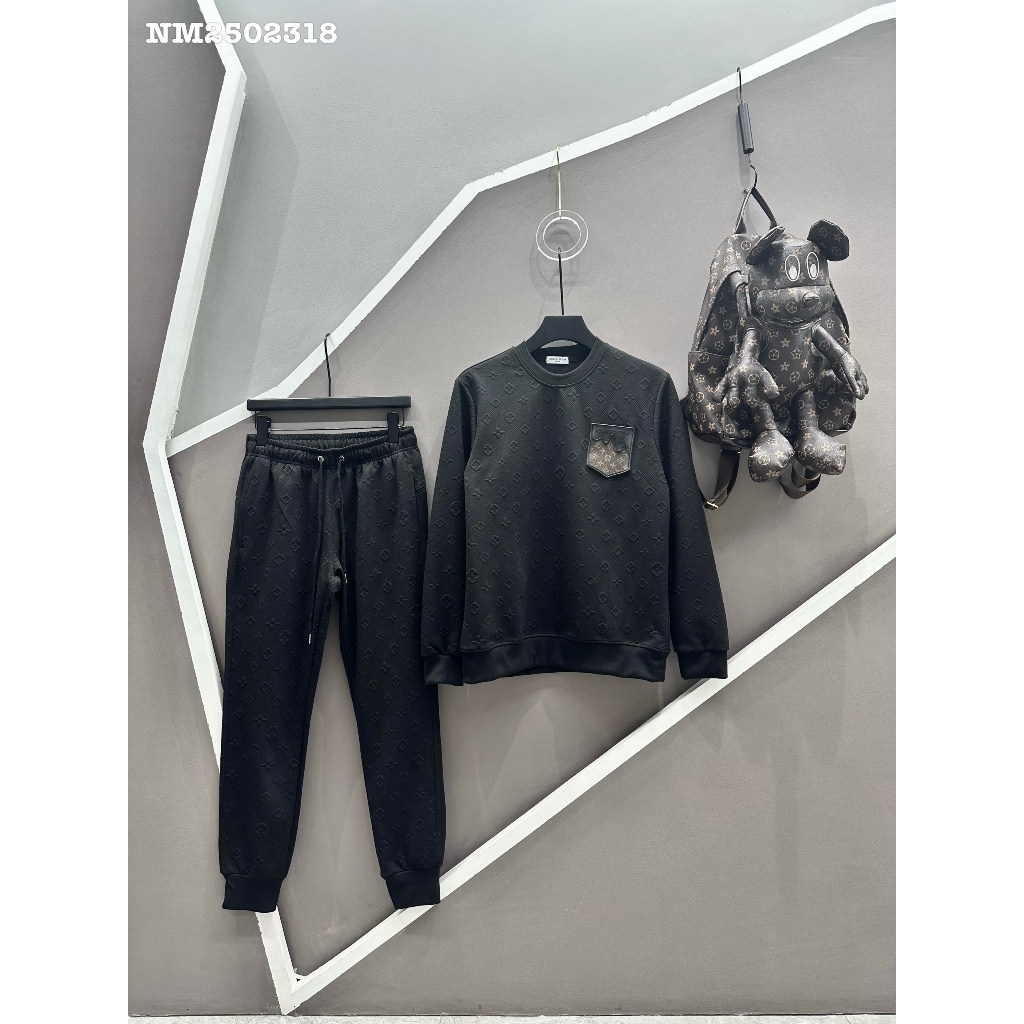 Bộ nỉ thu đông BND50 thời trang nam nữ cao cấp hình thêu túi nổi cá tính