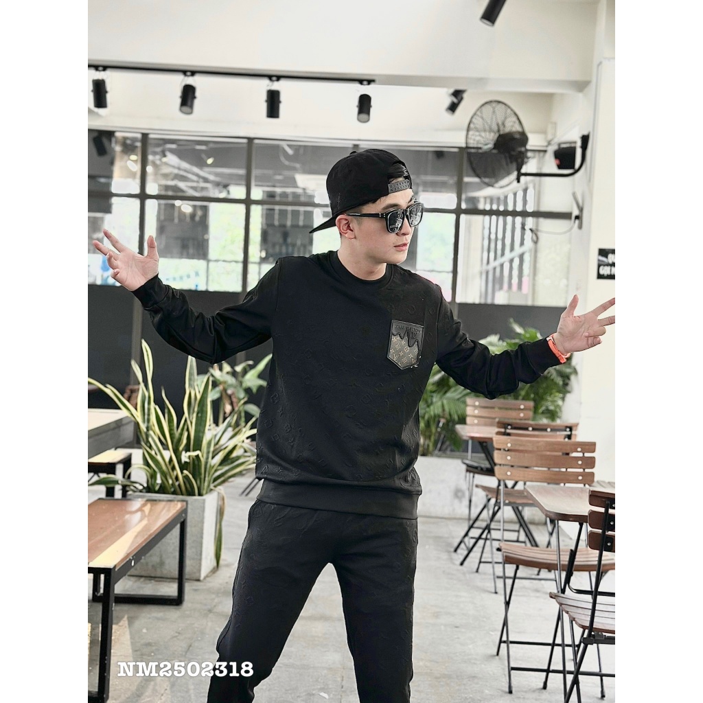 Bộ nỉ thu đông BND50 thời trang nam nữ cao cấp hình thêu túi nổi cá tính