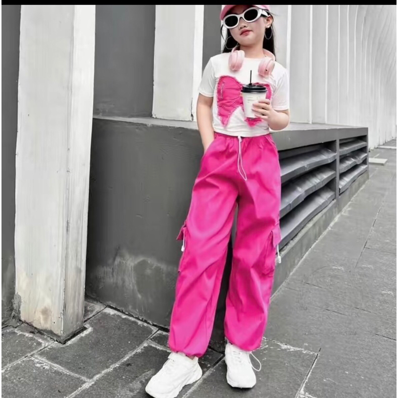 Bộ dài hip hop bé gái 20 -50kg, set quần jogger áo ngắn tay siêu đẹp cho bé gái