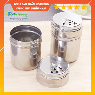 Hủ, lọ đựng tăm, tiêu Inox nắp xoay không gỉ