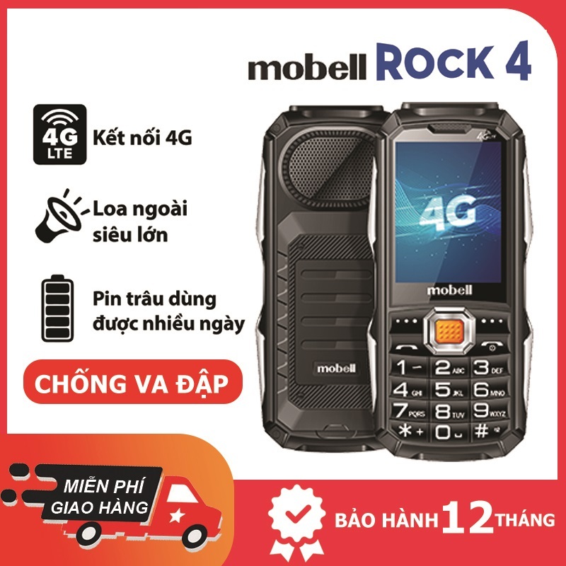 Điện thoại Mobell Rock 4 4G - Pin trâu - Siêu bền - Mới nguyên hộp