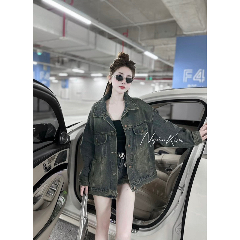 ÁO KHOÁC JEAN KHÓI RÊU FORM THỤNG