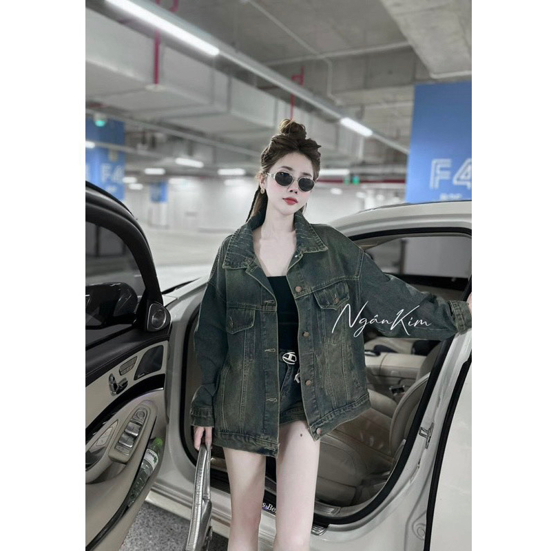 ÁO KHOÁC JEAN KHÓI RÊU FORM THỤNG