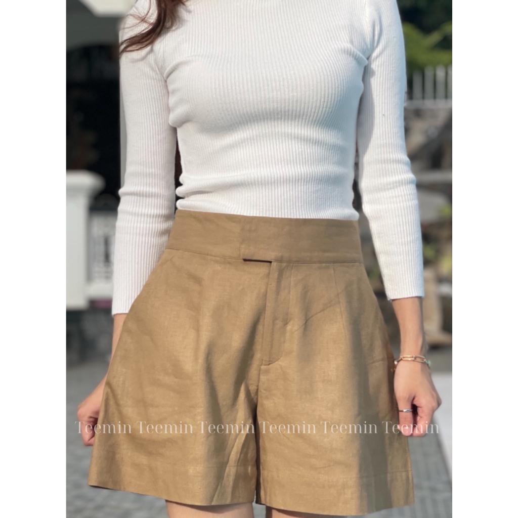 TEEMIN - Quần Đùi Bản To Linen Cao Cấp