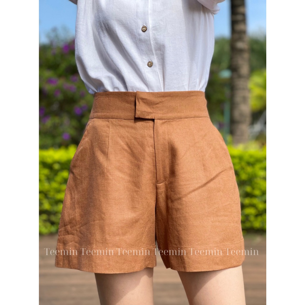 TEEMIN - Quần Đùi Bản To Linen Cao Cấp