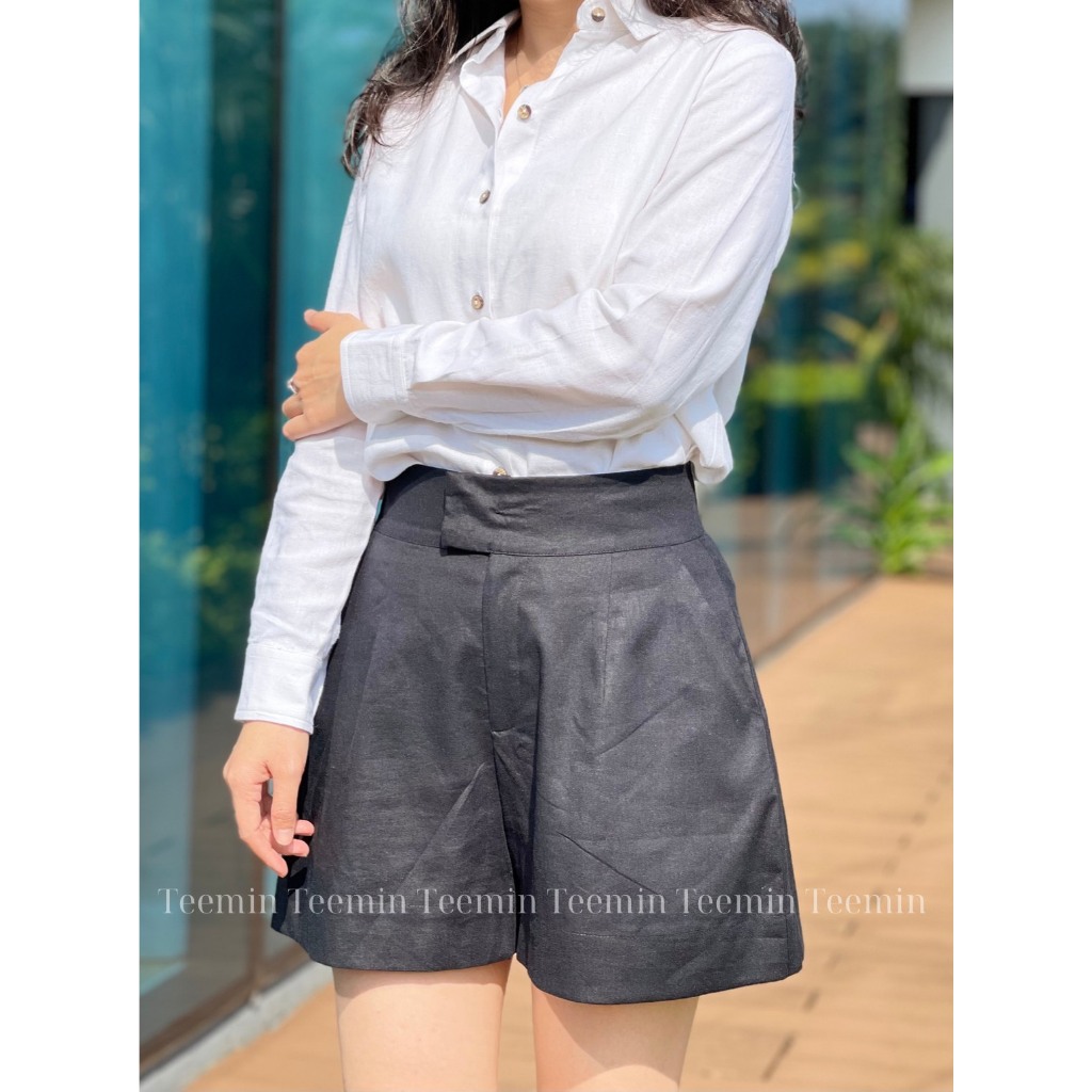 TEEMIN - Quần Đùi Bản To Linen Cao Cấp