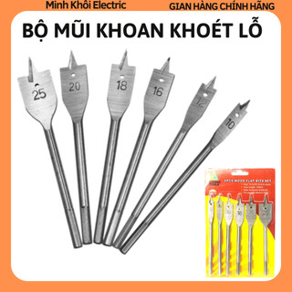 Bộ mũi khoan khoét lỗ đuôi cá 6 mũi,mũi khoét gỗ 6 cây,bộ khoan gỗ,mũi khoét gỗ đuôi cá,vỉ 6 mũi khoan đa năng,khoét đa