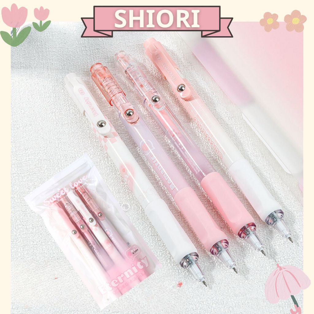 Bút Mura Gel Đen Sweet Love/ M-8925 có thanh cài, đệm tay - Tiệm Bút SHIORI