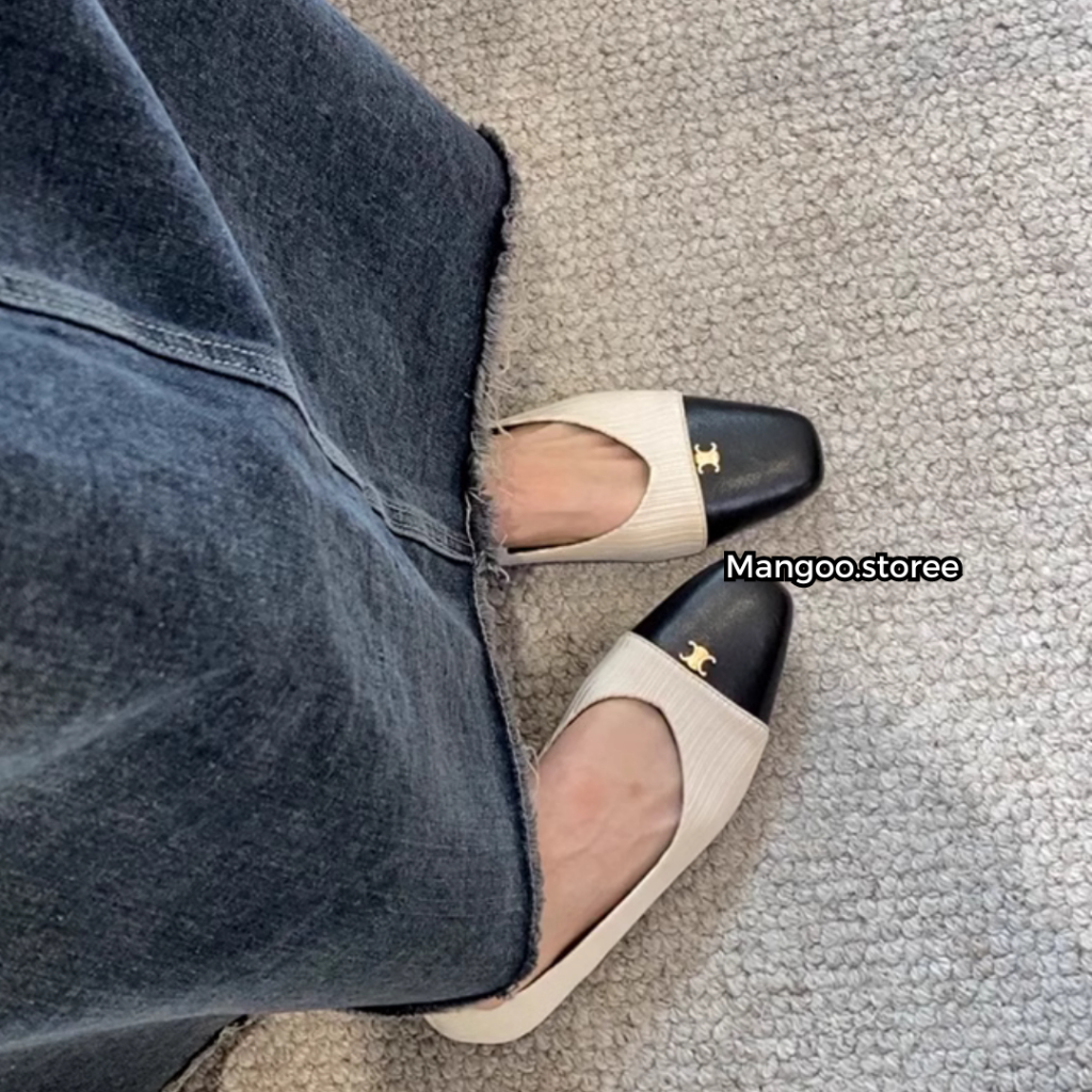 Giày búp bê bệt nữ phối màu hoạ tiết cline