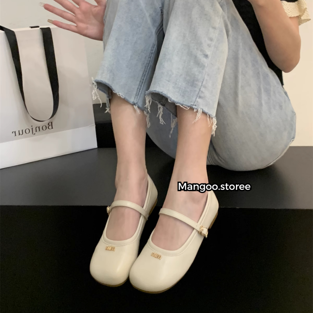 Giày búp bê bệt mũi tròn họa tiết mimiu mới nhất 2023