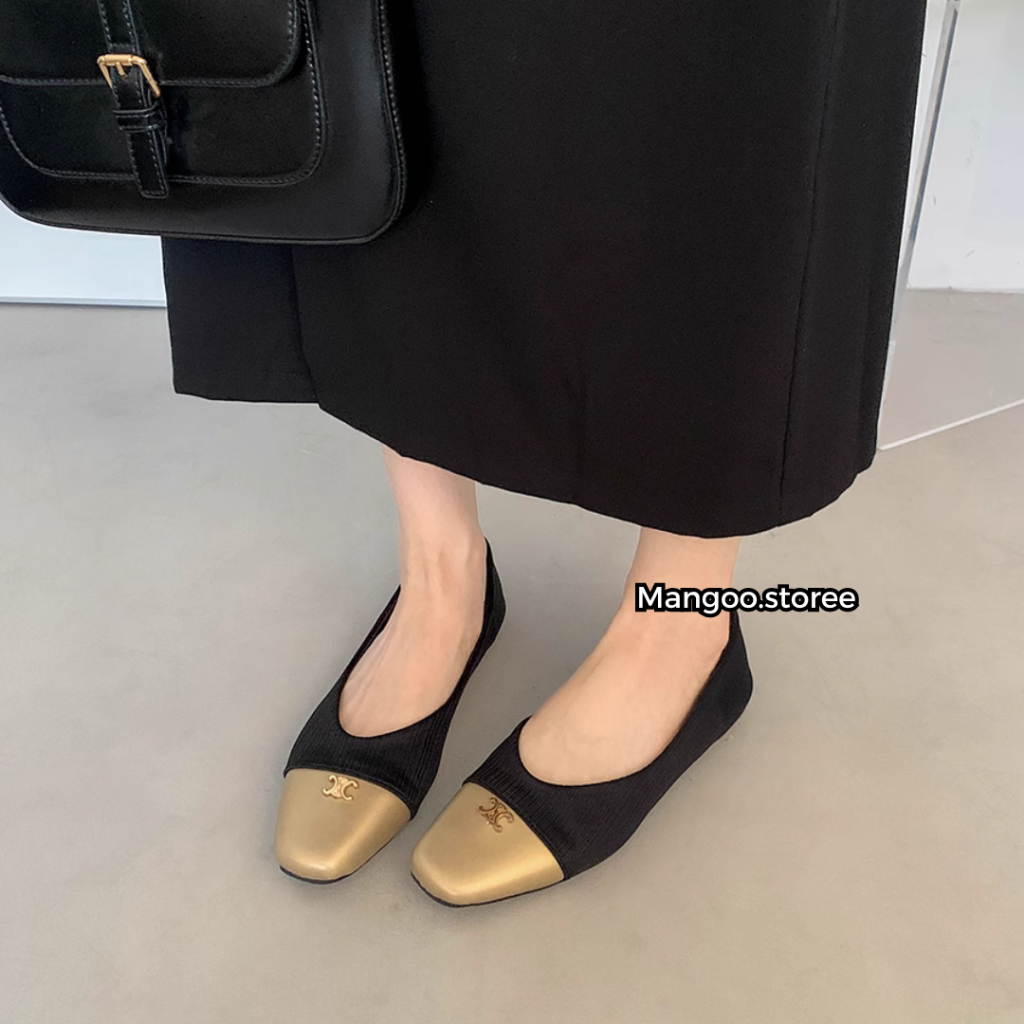 Giày búp bê bệt nữ phối màu hoạ tiết cline