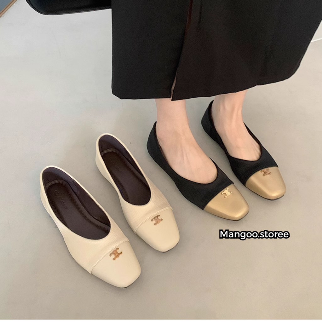 Giày búp bê bệt nữ phối màu hoạ tiết cline