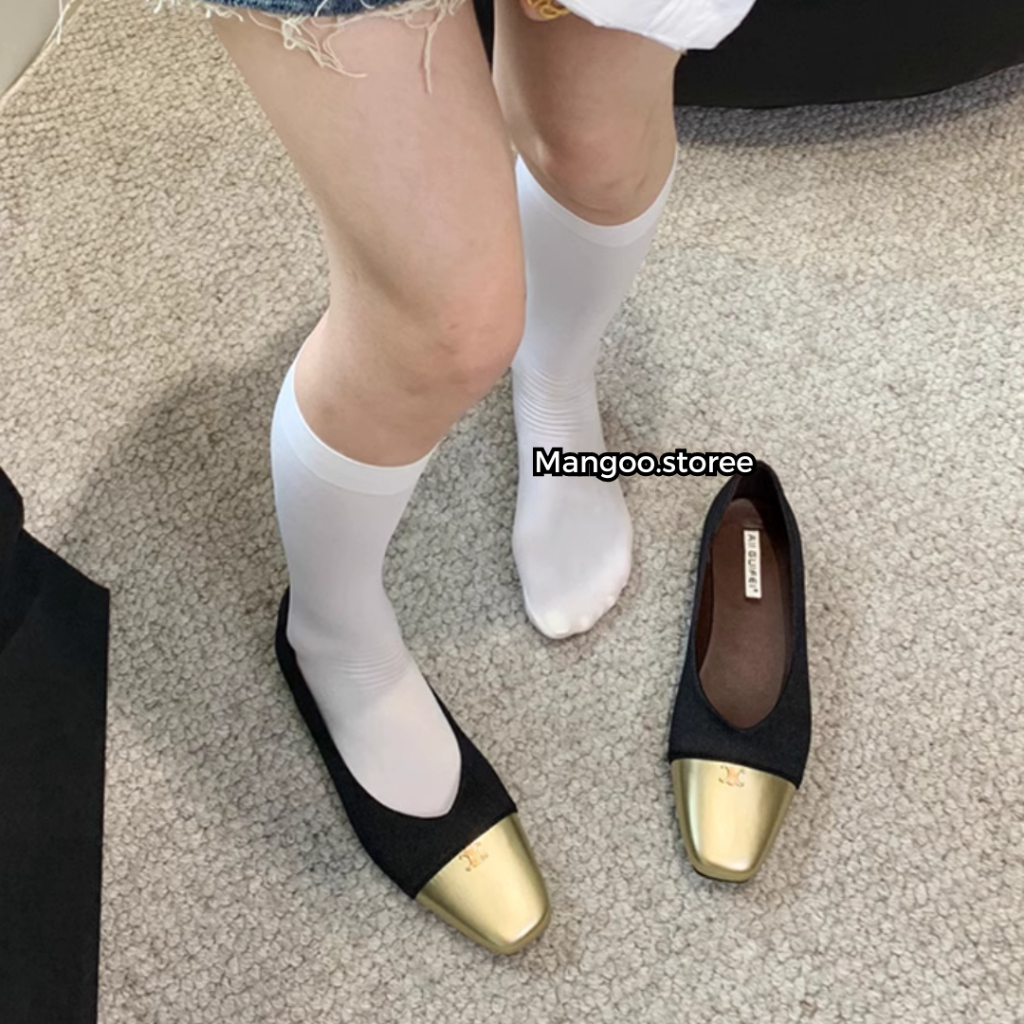 Giày búp bê bệt nữ phối màu hoạ tiết cline