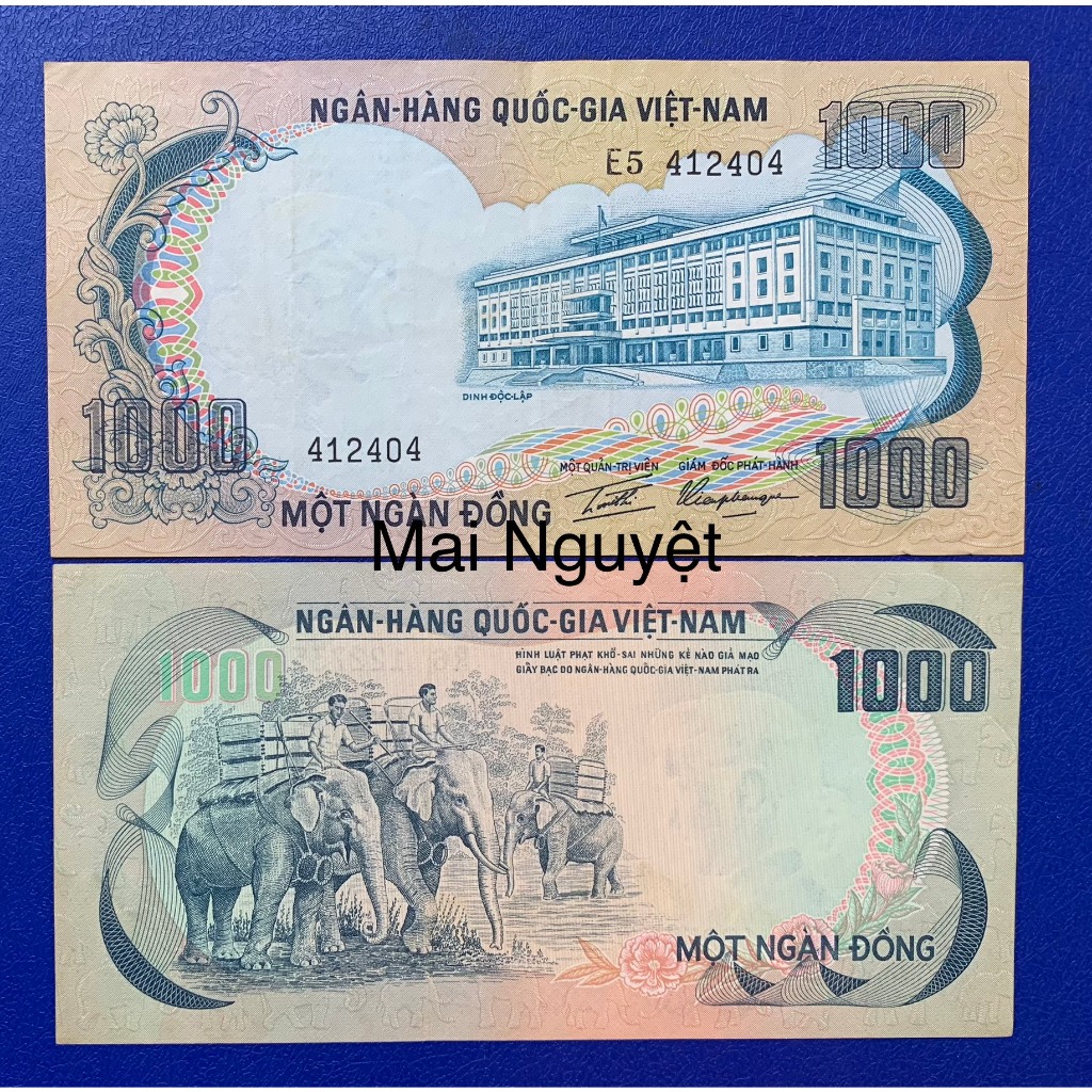 Sưu tầm tờ 1000 đồng con voi 1972