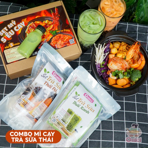 Combo mì cay kim chi và trà sữa thái Bếp Của Mẹ ONICI