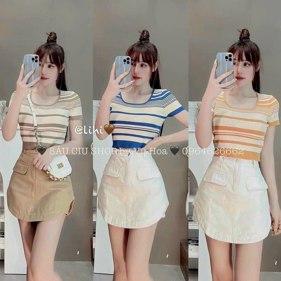 Váy Kaki vạt bầu thắt lưng xích hottrend