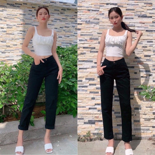 Quần Jeans Dáng Baggy,Quần Bò Lưng Cao Co Dãn Cho Nữ