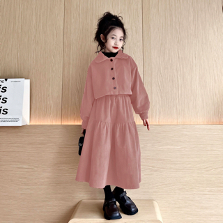 Set áo kèm váy cho bé gái C12 chất liệu nhung tăm size đại từ 14-45kg