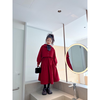 Set áo kèm váy cho bé gái C12 chất liệu nhung tăm size đại từ 14-45kg