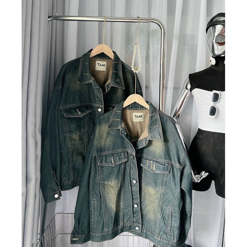 Áo Khoác Jeans Nam Nữ, Áo Khoác Bò Màu Xanh Đậm Phong Cách Hàn Quốc Hàng Bán Shop