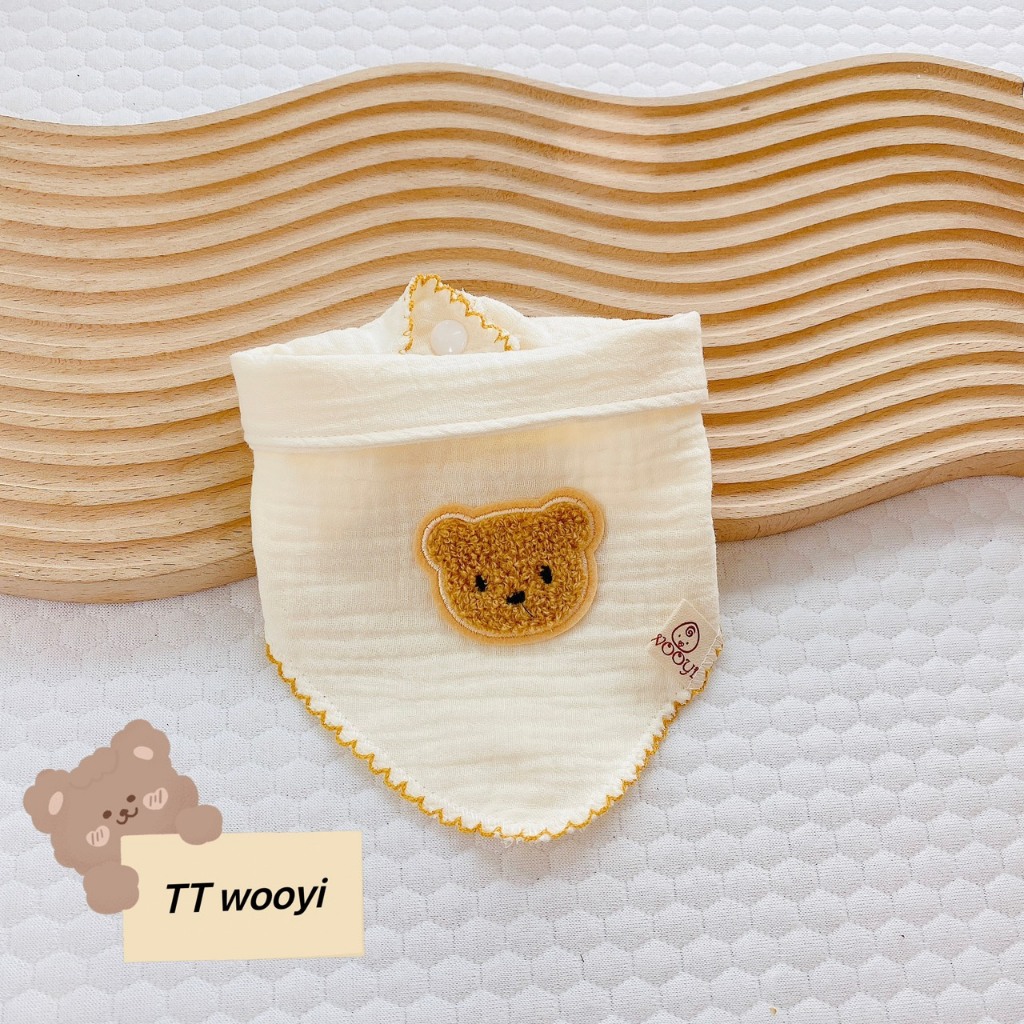 Yếm tam giác xô MUSLIN GẤU cho bé mềm mại Y11