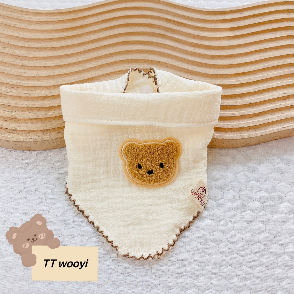 Yếm tam giác xô MUSLIN GẤU cho bé mềm mại Y11