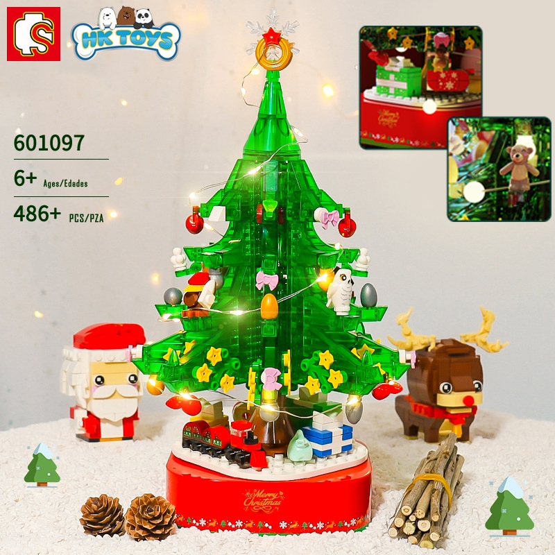 Đồ Chơi Lắp Ráp LEGO Mô Hình Hộp Nhạc Cây Thông Noel, Giáng Sinh Merry Christmas SEMBO 601097 Với 480+ Mảnh Ghép