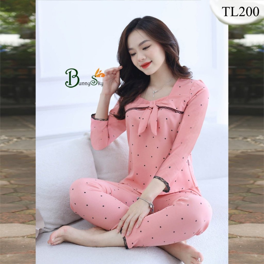 Đồ bộ mặc nhà cổ vuông thu đông siêu dễ thương thoải mái, quần  áo nữ siêu xinh