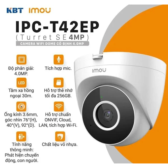 Camera IP Wifi Dome 4MP IMOU IPC-T42EP giá rẻ