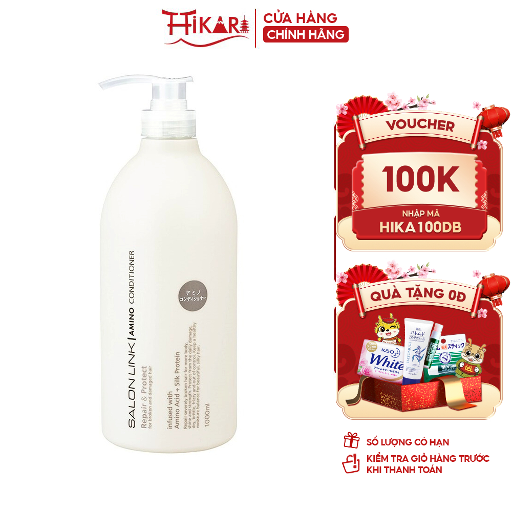 Dầu xả dưỡng ẩm Kumano Salon Link Amino Repair & Protect Conditioner 1000ml (màu trắng)