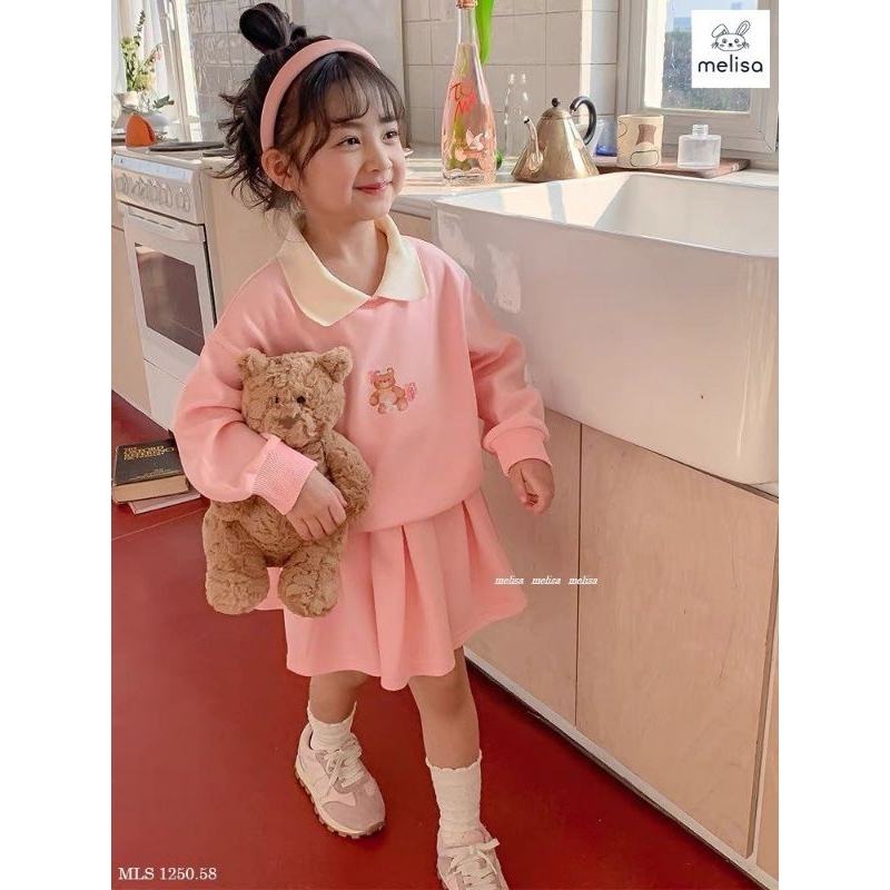 Set váy xếp ly hồng cam melisa