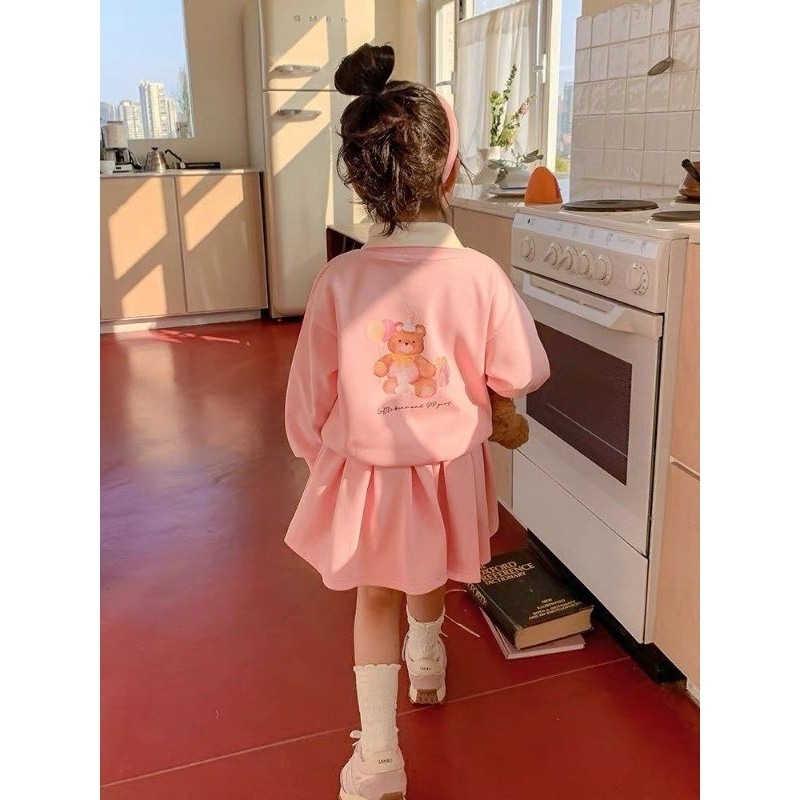 Set váy xếp ly hồng cam melisa