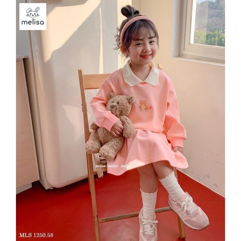 Set váy xếp ly hồng cam melisa