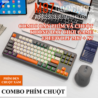 Combo bàn phím và chuột không dây chuyên game FREEWOLF M87 + X7 kết nối Bluetooth và chip USB 2.4G có đèn led 7 màu