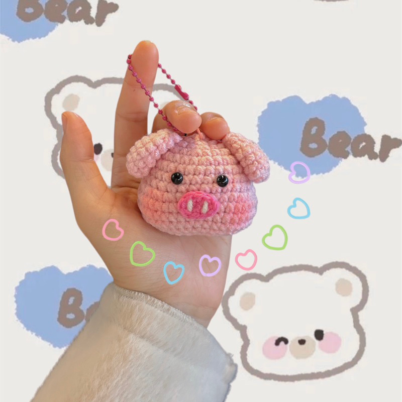 móc khoá bé heo bằng len cutii 🐷