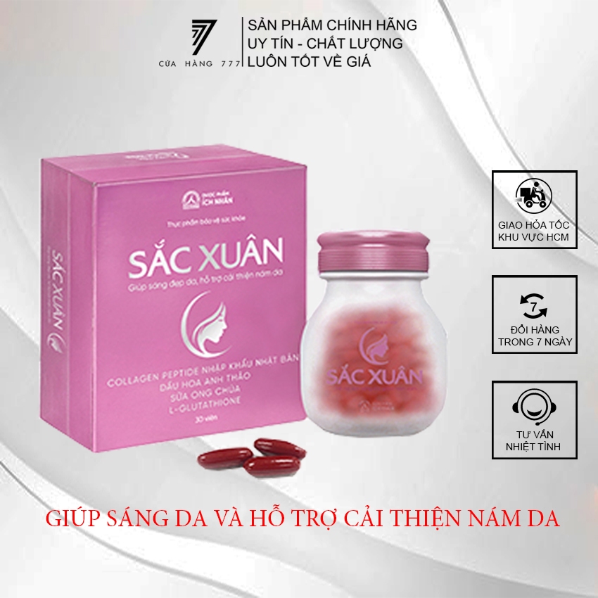 Viên uống sắc xuân Ích Nhân-Hỗ trợ độ đàn hồi cho da, giúp hạn chế lão hóa da, hỗ trợ giảm khô da -Hộp 30 viên