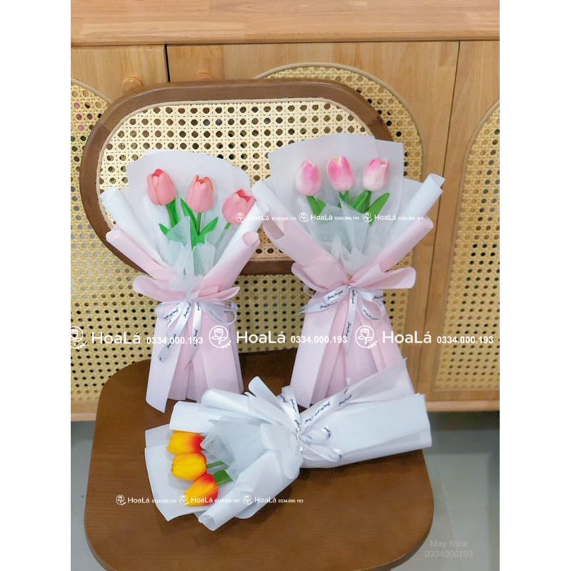 Bó 3b Tulip giấy xốp hàn cao cấp, không nhăn.