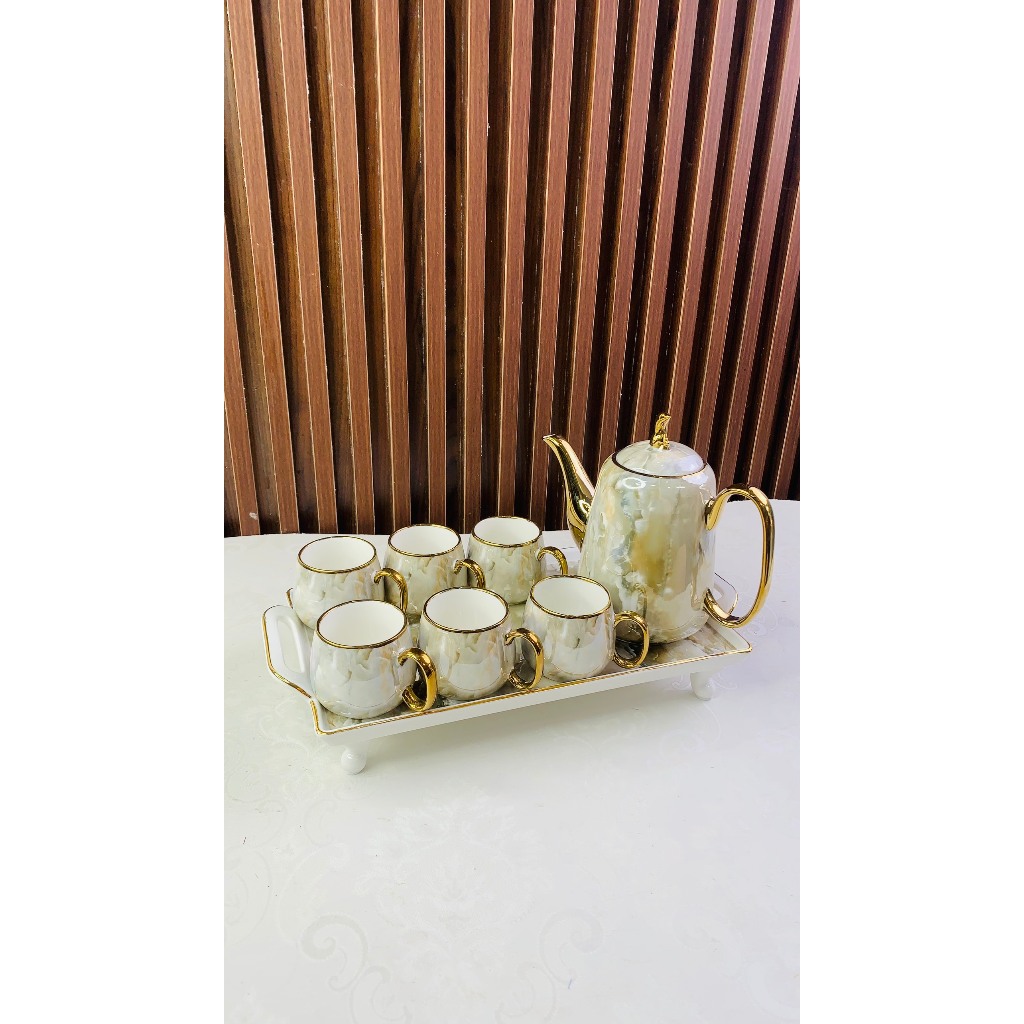 Ấm chén pha trà màu vân đá. bộ tách trà màu vân ghi. ấm chén pha trà