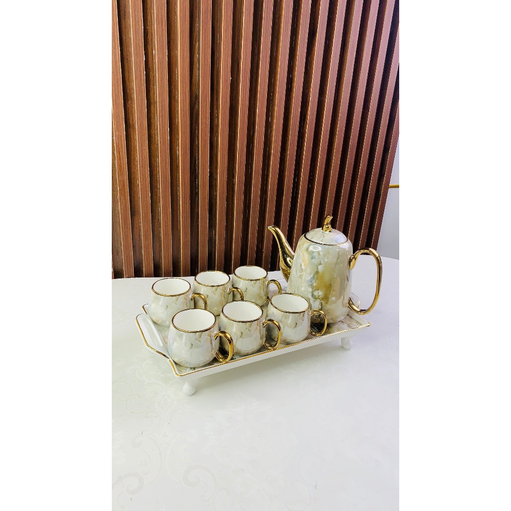 Ấm chén pha trà màu vân đá. bộ tách trà màu vân ghi. ấm chén pha trà