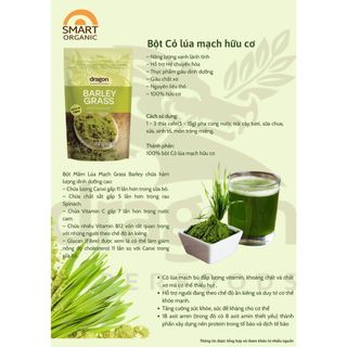 Bột cỏ lúa mạch hữu cơ - Dragon Superfoods 150gr