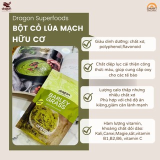 Bột cỏ lúa mạch hữu cơ - Dragon Superfoods 150gr