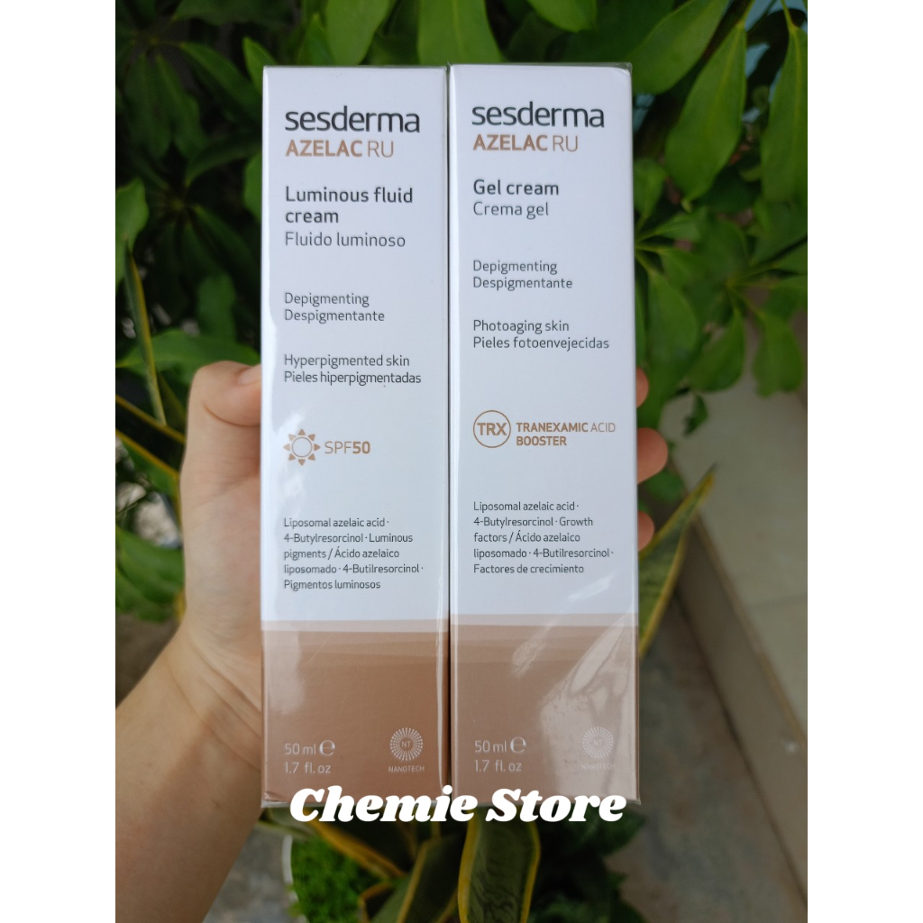 Kem dưỡng chống nắng sáng da, mờ nám sesderma azelac ru cream gel spf50 50ml