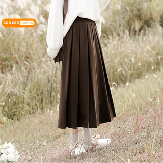 Chân váy dài xếp ly bản to Goness dáng chữ a bigsize cạp lưng cao phong cách tennis xòe kiểu midi xếp li ulzang