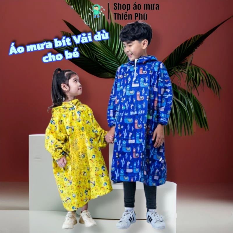 Áo Mưa Cho Bé 2-10 tuổi giá sỉ, có dây kéo khoá hoặc bít kín, Vải dù cao cấp chống thấm, hoạ tiết hoạt hình siêu nhân
