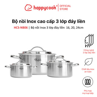 Bộ nồi Inox cao cấp 3 lớp đáy liền Noble, HAPPYCOOK
