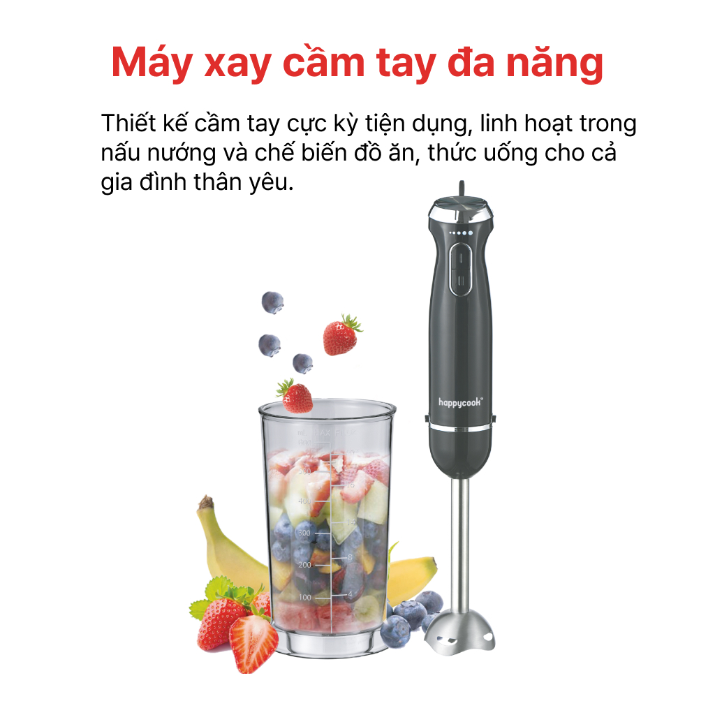 Máy xay sinh tố cầm tay đa năng HAPPYCOOK,  HHB-100PBW