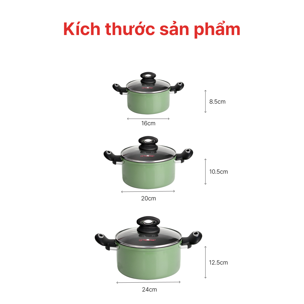 Bộ nồi nhôm cao cấp Ceragreen HAPPYCOOK, HCA-CG6PC