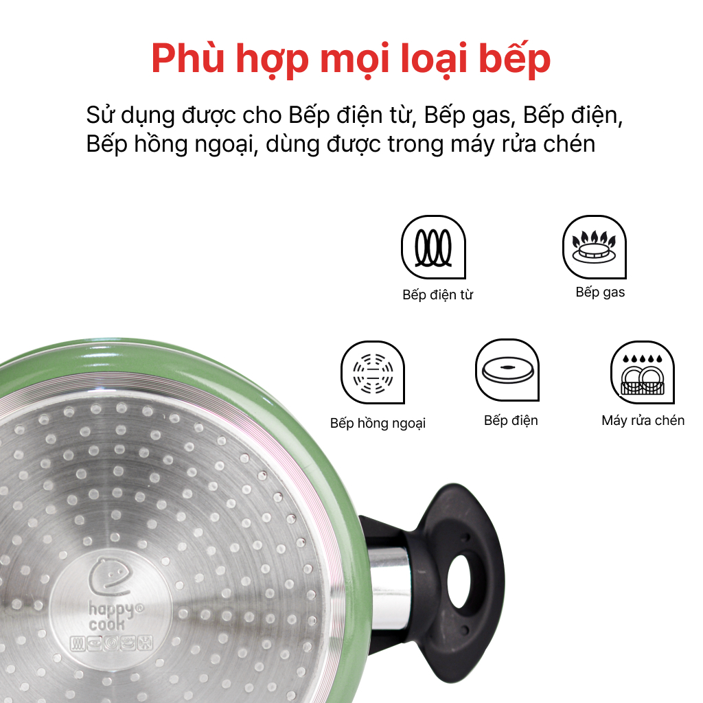 Bộ nồi nhôm cao cấp Ceragreen HAPPYCOOK, HCA-CG6PC