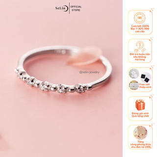 Nhẫn bạc nữ 925 đính đá cao cấp dáng trơn đính đá đơn giản đẹp trẻ trung SELIN JEWELRY - 0087