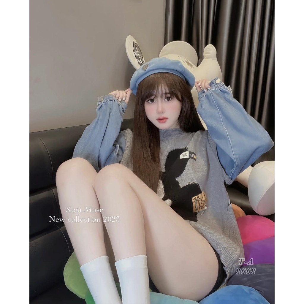 Áo len mickey pha tay bò hàng QC cực hot hàng QC